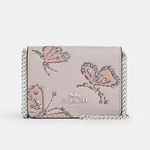 *NWT* COACH Mini Wallet On A Chain With Sparkly Butterfly Print
